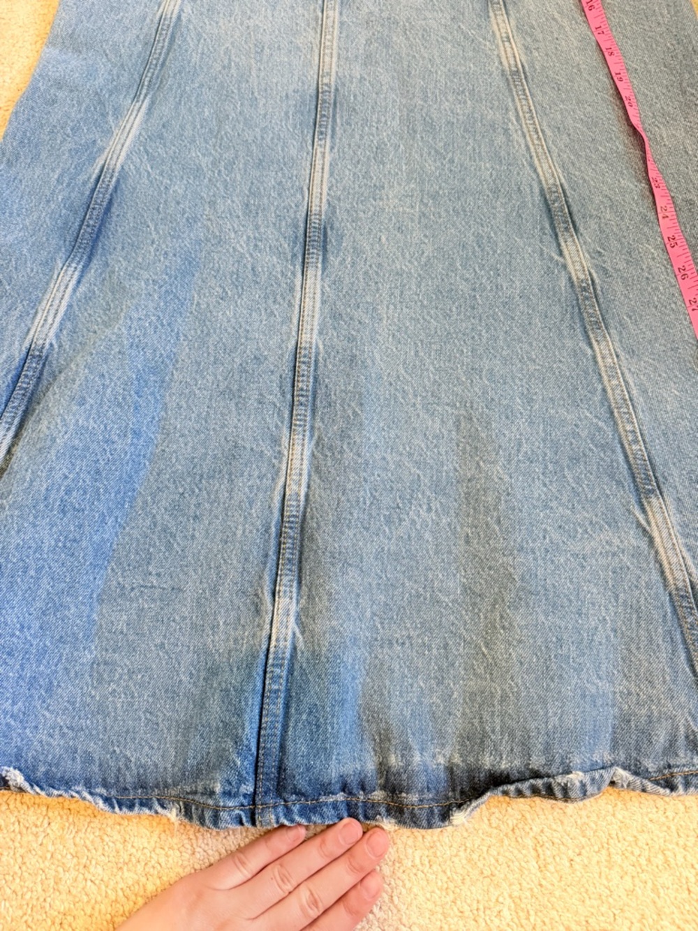 Zara High Waisted A-Line Blue Denim Long Maxi Skirt W/Front Pockets Size M - Picture 10 of 10